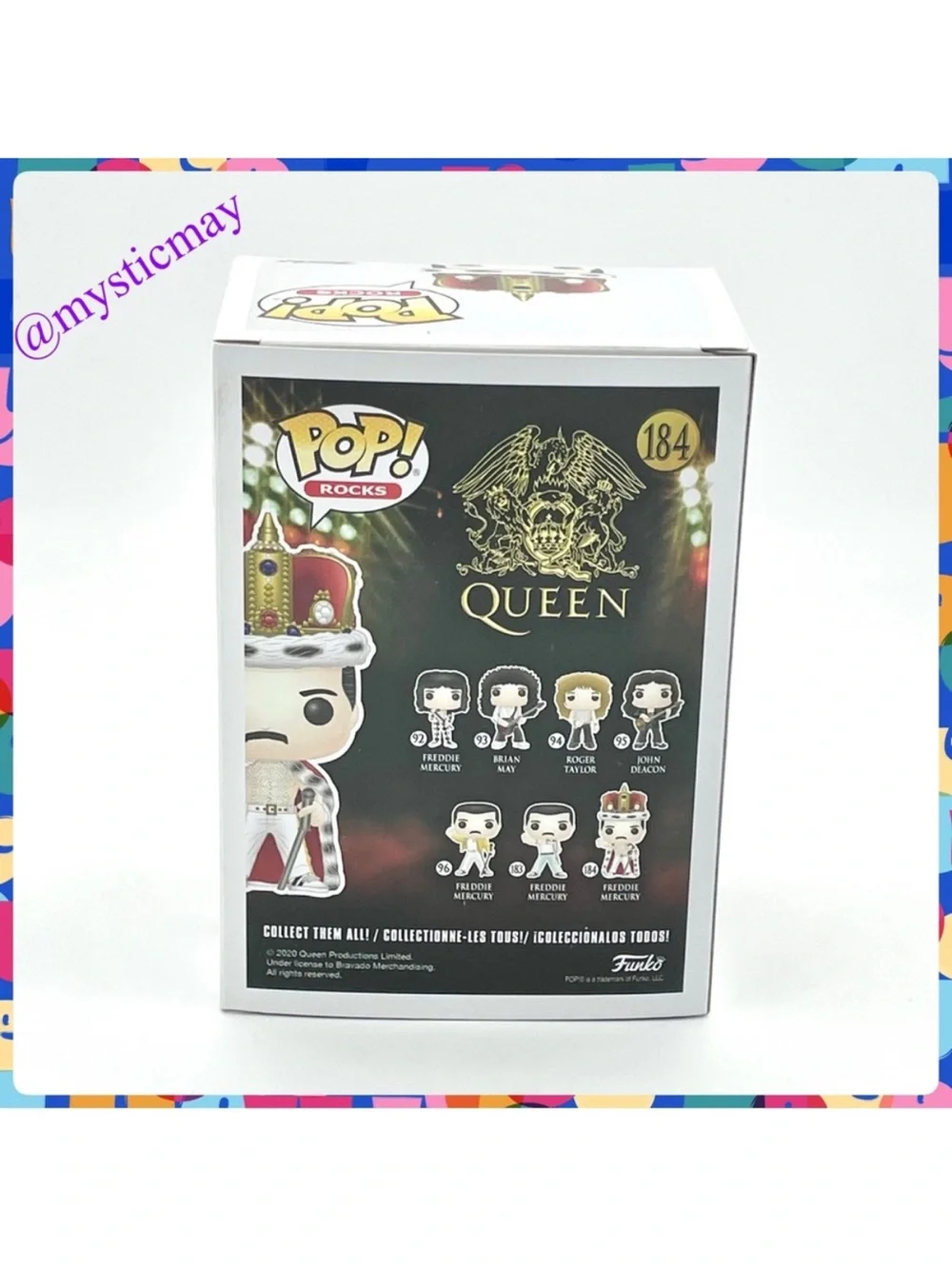 2021 Funko Pop Rocks QUEEN 184 FREDDIE MERCURY Figure w Crown and Cape in Box